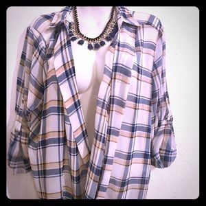 Flannel open tunic shirt